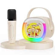 FanFun Mini Karaoke machine Set, Portable Karaoke Speaker Bluetooth with Wireless Microphones, Colorful Lights, 5 Funny Magic Voice, Ideal Gifts for Girls/ Boys, D28