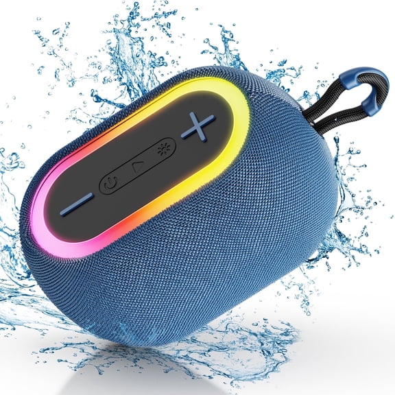 FanFun Portable Bluetooth Speaker, Mini Wireless Speaker with DJ Lights, 6-8H Playtime, Small Speaker for Home, Travel, Hiking, Blue