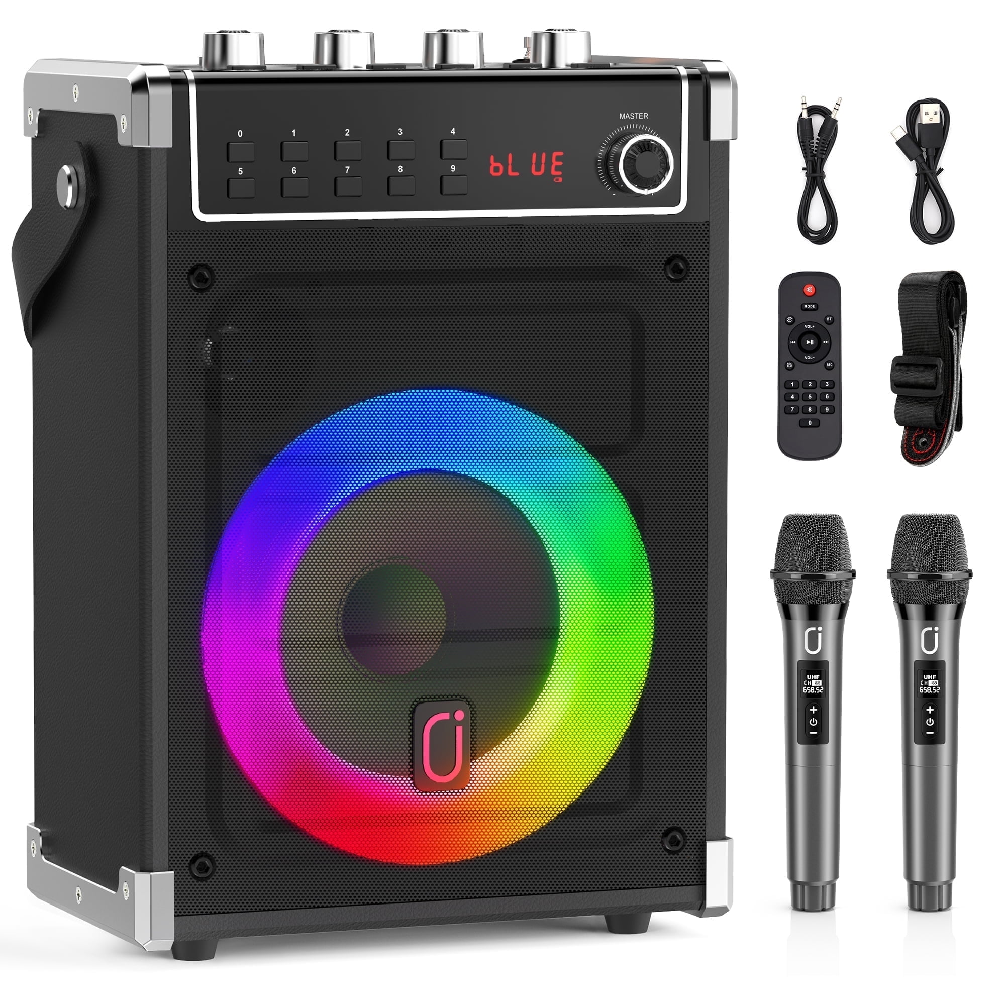 FanFun Portable Bluetooth Speaker with LED Light, Support PA System with Remote Control