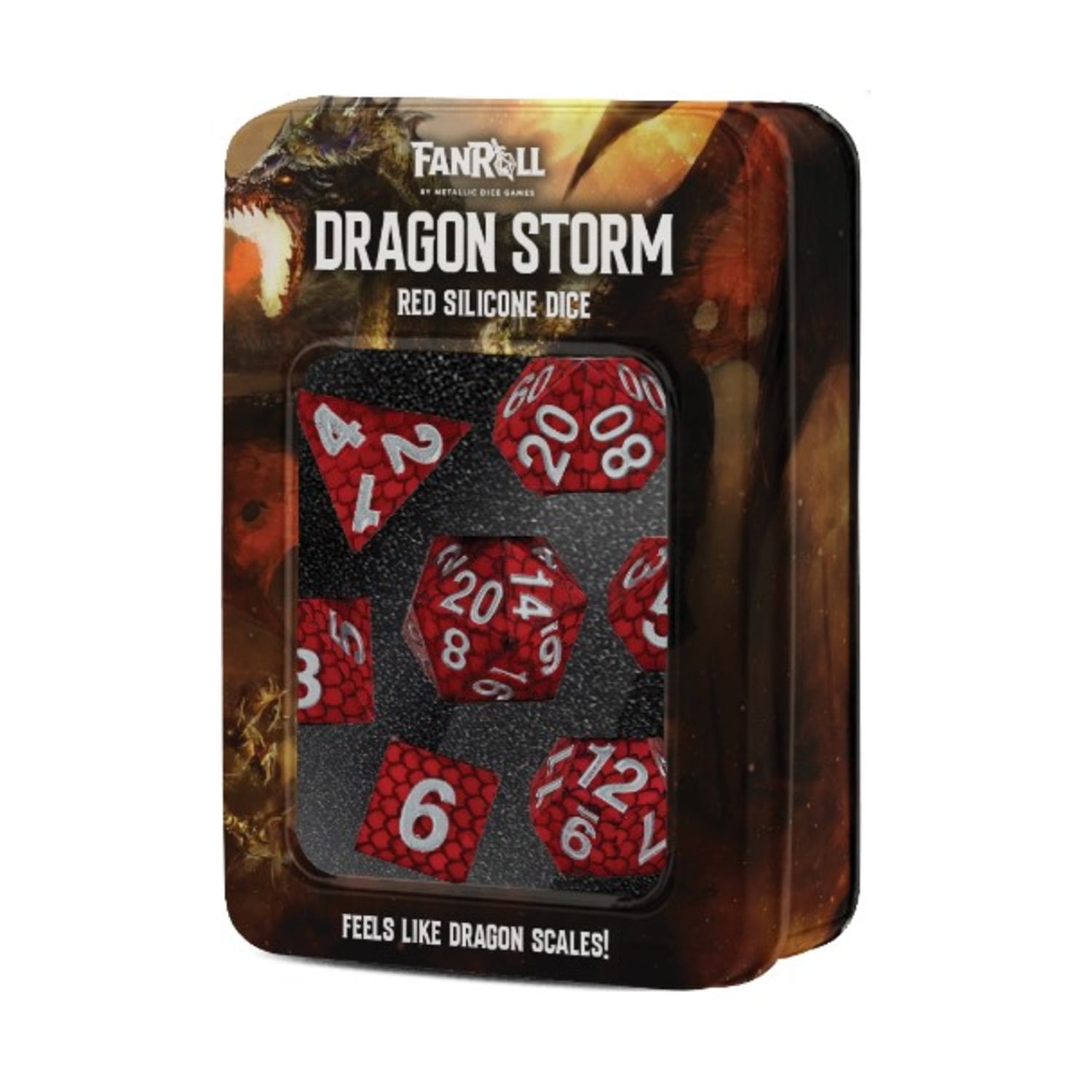 FanRoll/Metallic Dice Games Dragon Storm Poly Set - Red Dragon Scales (7) New