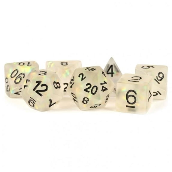 FanRoll/Metallic Dice Games Poly Set Clear w/Black (7) New