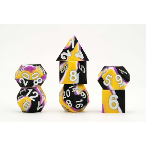 FanRoll by Metallic Dice Games 16mm Pride Sharp Edge Silicone Rubber Poly Dice Set: Nonbinary