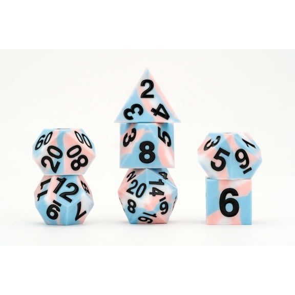 FanRoll by Metallic Dice Games 16mm Pride Sharp Edge Silicone Rubber Poly Dice Set: Transgender