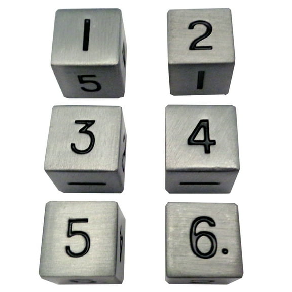 d6: 16mm: Antique SV Metal (6), by Metallic Dice Games, PartNo 66, Dice Set. Sin