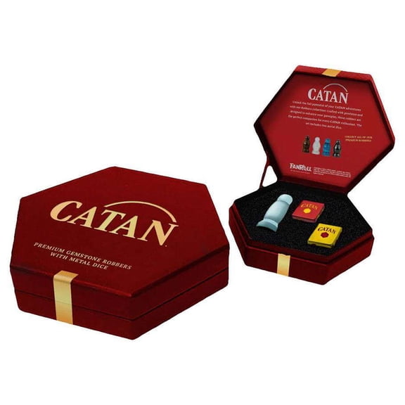 FanRoll Compatible with Catan Premium Robber & Metal Dice Set, Opalite