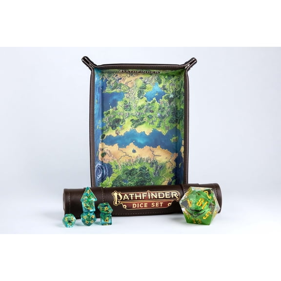 FanRoll by Metallic Dice Games Pathfinder Bundle Dice Set/Dice Bag/Dice Tray