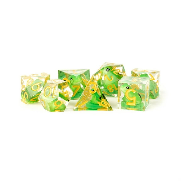 FanRoll by Metallic Dice Games Sharp Edge Resin DND Dice Set: Frog Dice, Role Playing Game Dice for Dungeons and Dragons