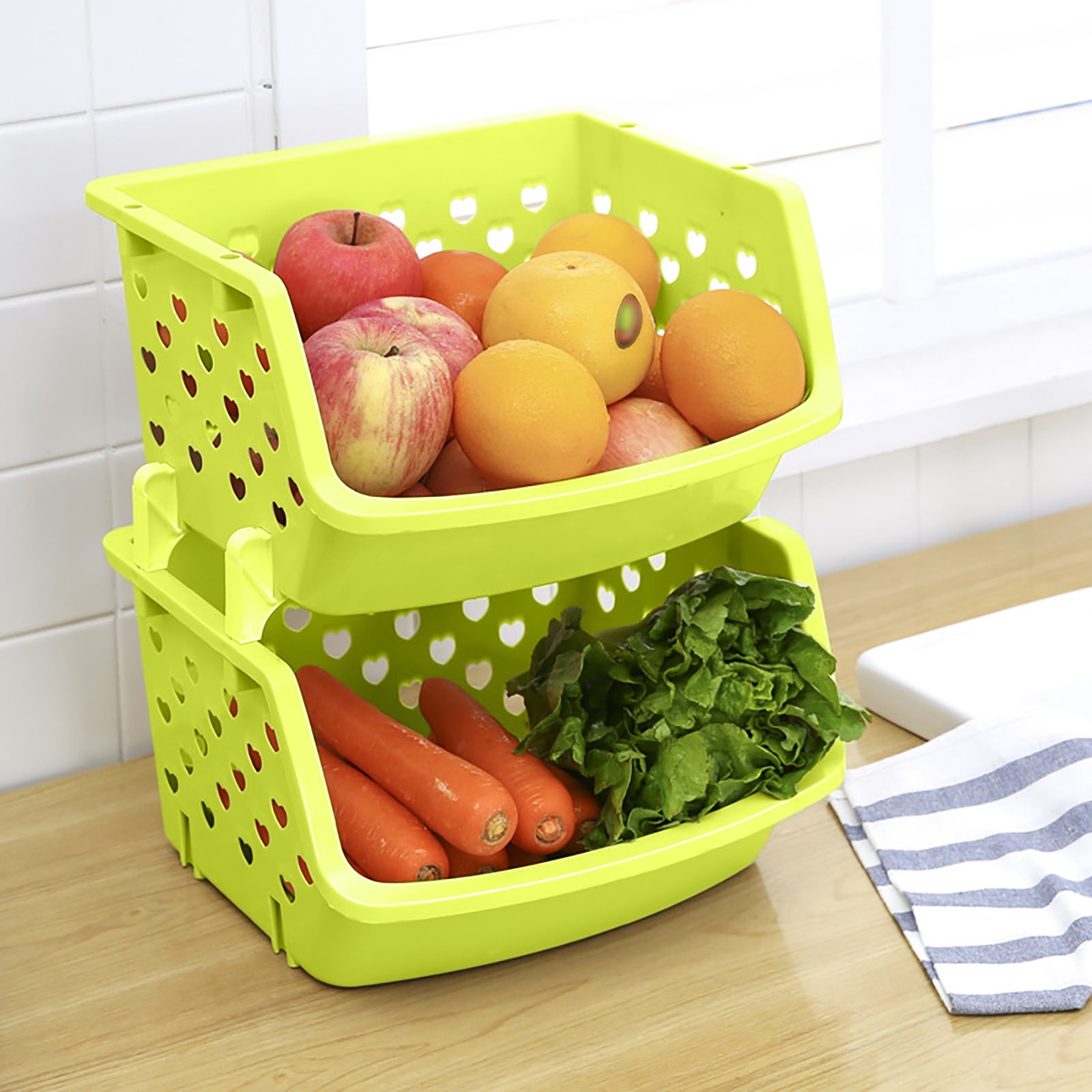 FanSyZe Rack Plastic Stackable Storage Bins For Pantry 1 Pack Stackable ...