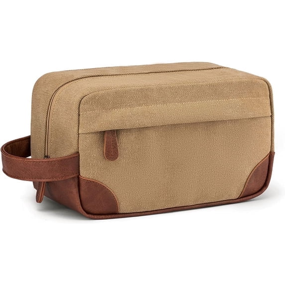 FanYule Men’s Toiletry Bag for Travel, Large Dopp Kit with Hanging Handle, Multiple Pockets, Canvas Shaving Bag & Travel Toiletry Organizer for Men, Travel Grooming Bag, Brown