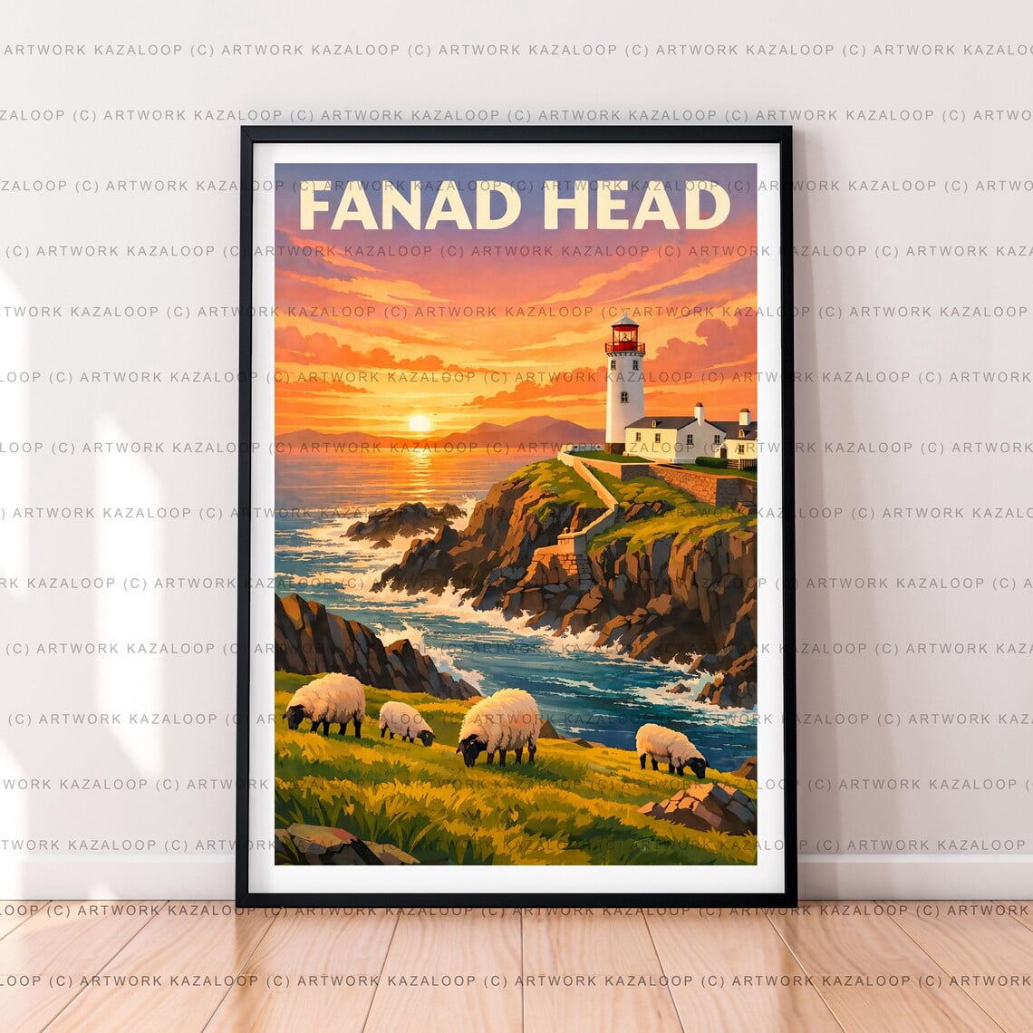 Fanad Head Ireland Illustration Poster, Irish Coastal Landscape ...