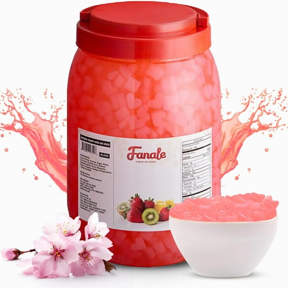 Fanale Coconut Jelly Topping Nata de Coco for Boba Tea | (Sakura Heart Shaped, 6.6 lb) |(Pack of 1)