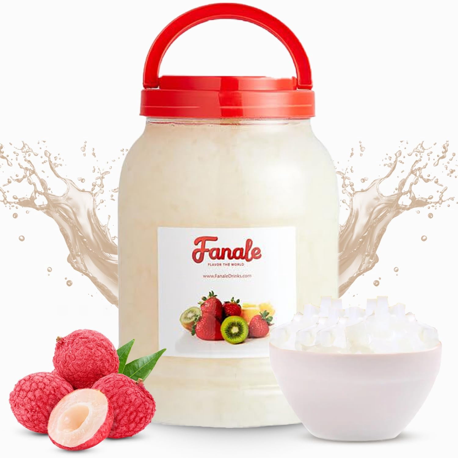 Fanale Coconut Jelly Topping with Lychee Flavor | 8.3 lb | Bubble Tea Topping | Pack of 1