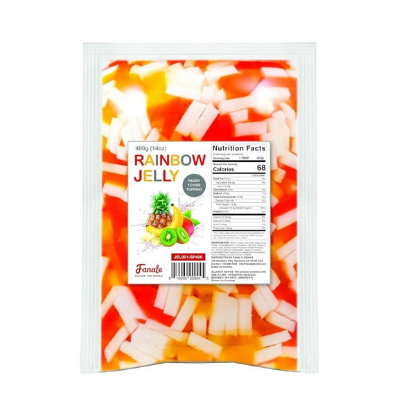 Fanale Jelly Topping for Bubble Tea | Rainbow Konjac Jelly | for Boba Tea, Smoothies, Desserts- 400g