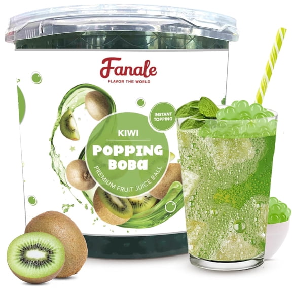 Fanale Popping Boba Pearls for Bubble Tea - 7 pound (Pack of 4) | Kiwi | Bursting Boba Pearls Bubble | Fruit Juice Flavor for Shakes, Dessert, Smoothie | FPB008-CS