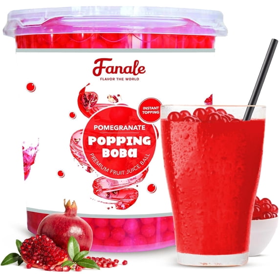 Fanale Popping Boba Pearls for Bubble Tea | Bursting Boba Pearls Bubble | Fruit Juice Flavor for Shakes, Dessert, Smoothie, Pomegranate, 7 pound (Pack of 4) | FPB007-CS