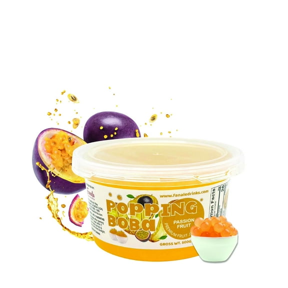 Fanale Popping Boba Pearls for Bubble Tea, 100% Fat Free, | Passion Fruit Popping | 1 lb (1 Pack)