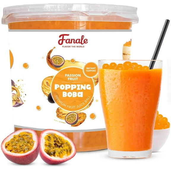 Fanale Popping Boba Pearls for Bubble Tea - 7 Pound | Passion Fruit | Fruit Juice Flavor (Pack of 4)