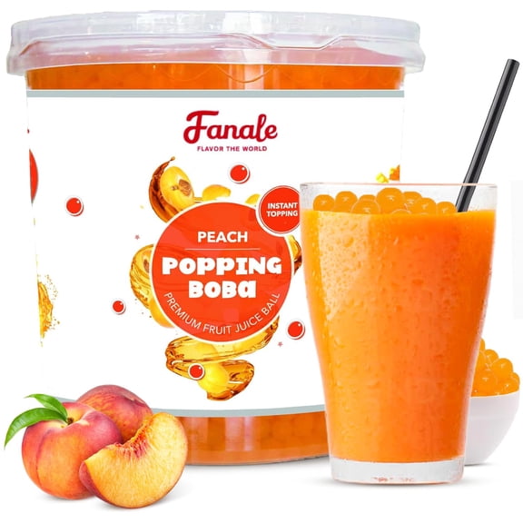 Fanale Popping Boba Pearls for Bubble Tea - 7 Pound | Peach | Fruit Juice Flavor | (Pack of 4)