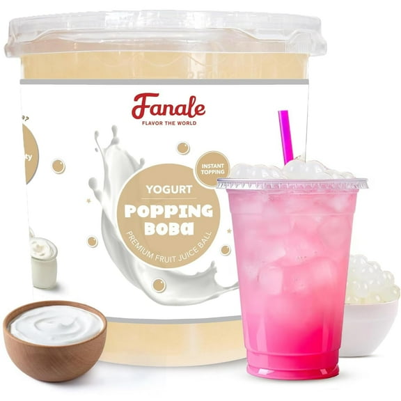 Fanale Popping Boba Pearls for Bubble Tea - 7 lb | Lychee | Bursting Boba Pearls Bubble | Fruit Juice Flavor for Shakes, Dessert, Smoothie | FPB006