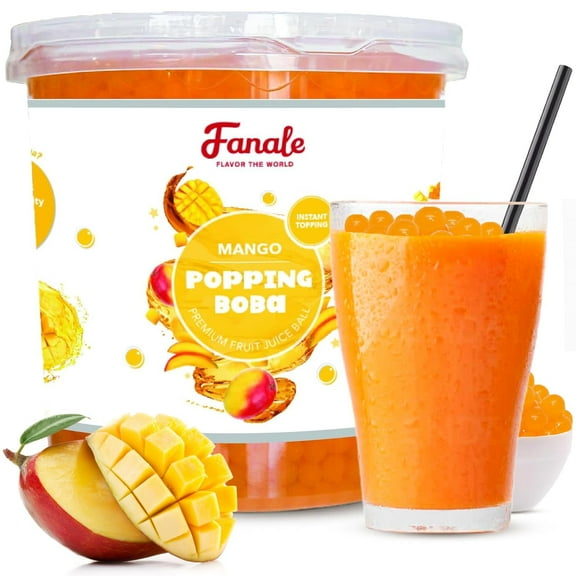 Fanale Popping Boba Pearls for Bubble Tea - 7 lb | Mango | Bursting Boba Pearls Bubble