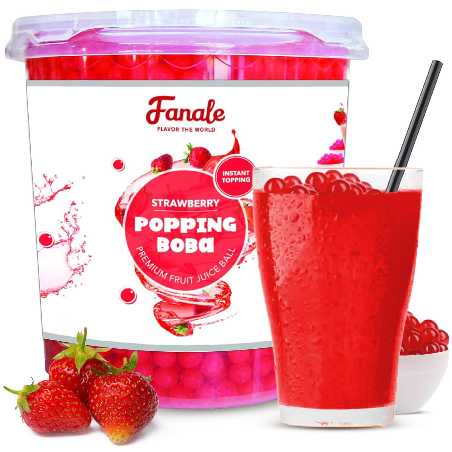 Fanale Popping Boba Pearls for Bubble Tea, Strawberry, 7 lb, (Pack of 4 ...