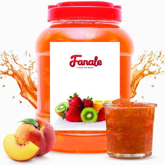 Fanale Peach Flavor Fruit Jam for Bubble Tea, Smoothies, Slushes & Desserts, 9 lb Each, Pack of 4, JAM006-CS