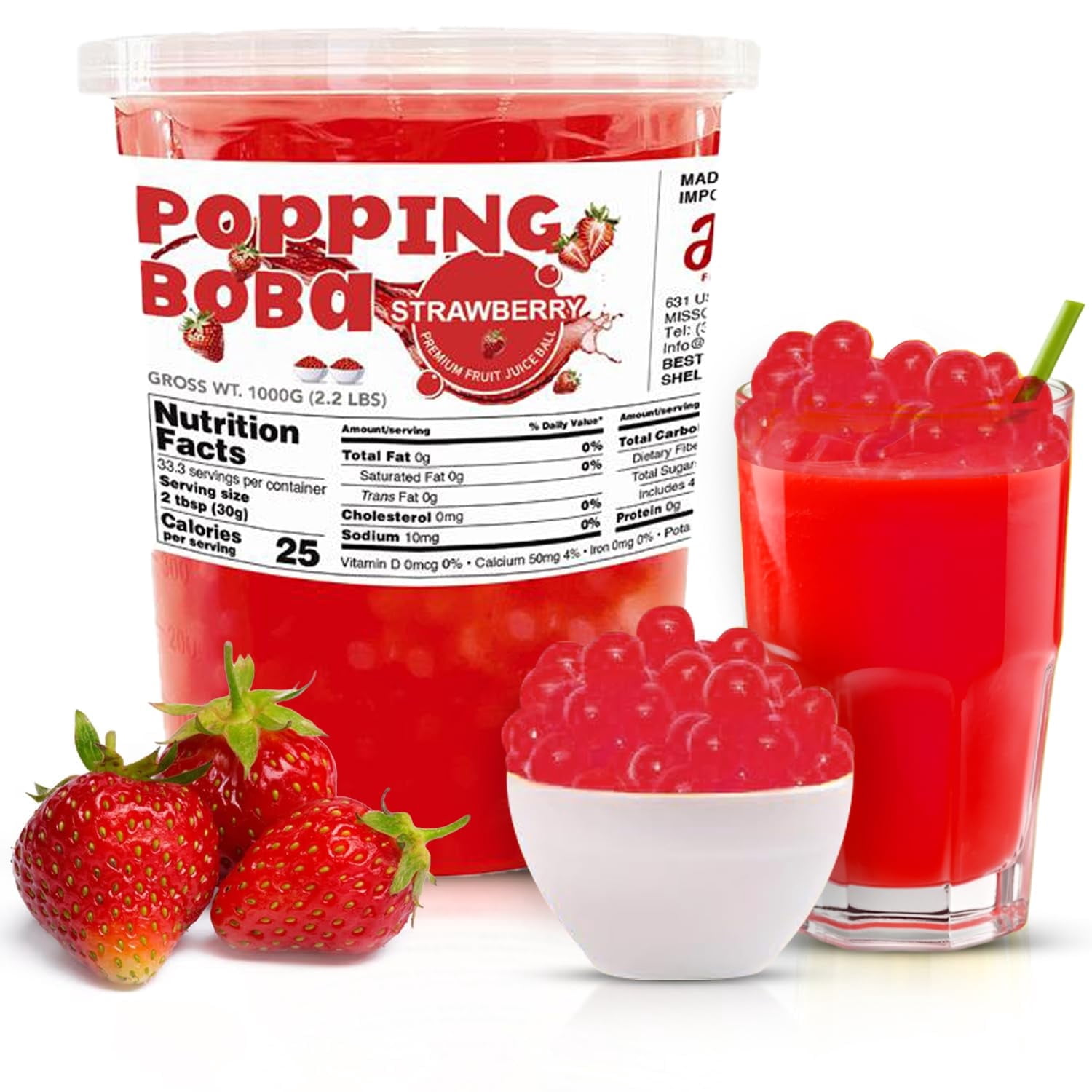 Fanale Strawberry Popping Boba Pearls, Vegan, Non GMO, Gluten Free, Fat ...