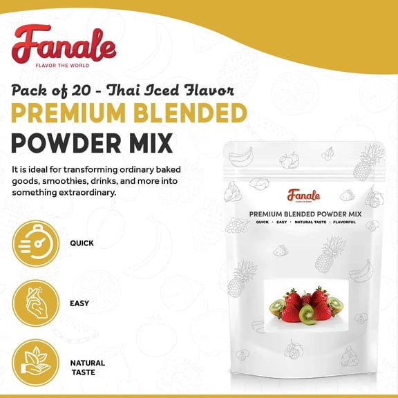 Fanale Thai Iced Tea Flavoring Powder for Bubble Tea, Smoothies, and Beverages | 2.2 lb Bag (Pack of 20)