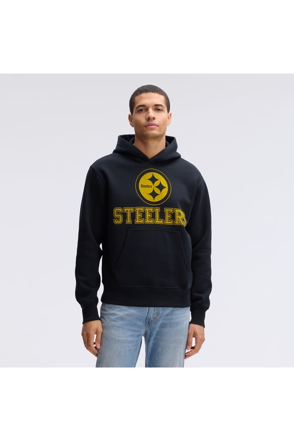 Black Pittsburgh Steelers IconicFleece Flocked Hoodie