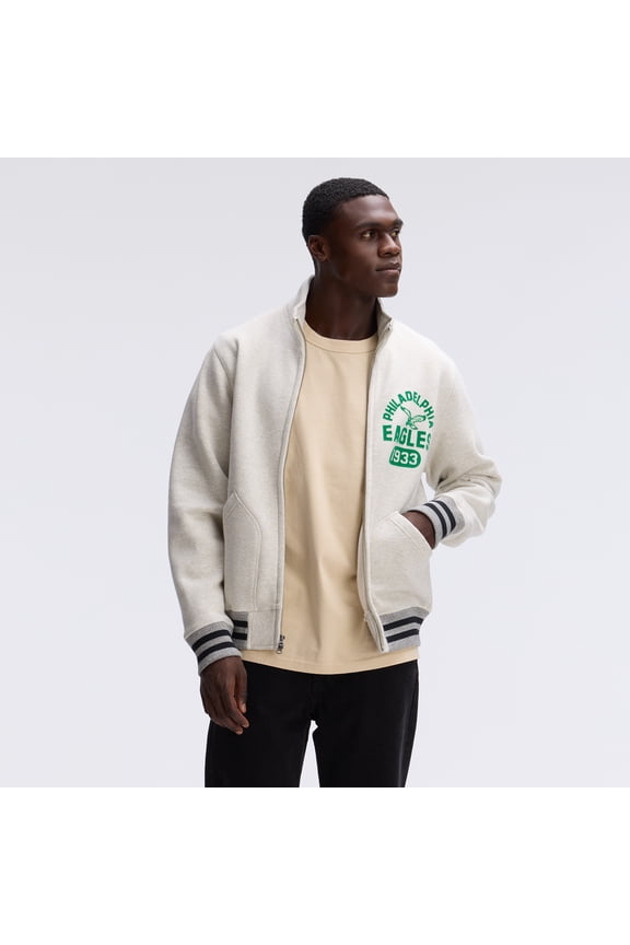 Oatmeal Philadelphia Eagles IconicFleece Full-Zip Jacket