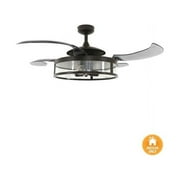 Fanaway Classic Retractable 4-blade 48-inch 3-light AC Ceiling Fan, Antique Black and Smoke