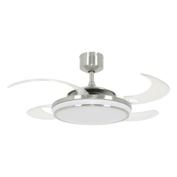 Fanaway Evo1 Retractable 4-blade LED Lighting with Remote Ceiling Fan, Brushed Chrome
