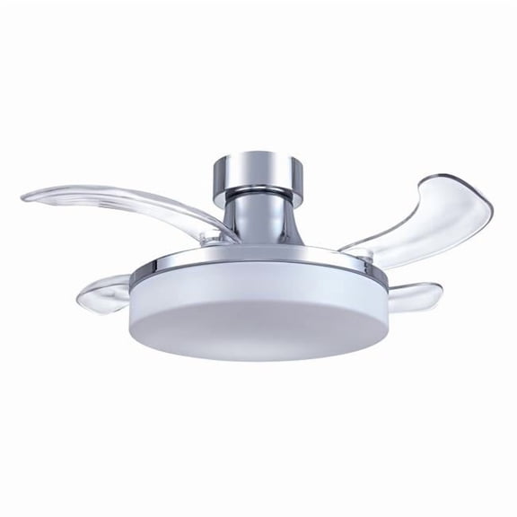 Fanaway Mya 36" Retractable Blade Ceiling Fan with Light and Remote, Modern Fandelier Ceiling Fan, Patented Design Technology, Stronger Thicker Blades, Chrome