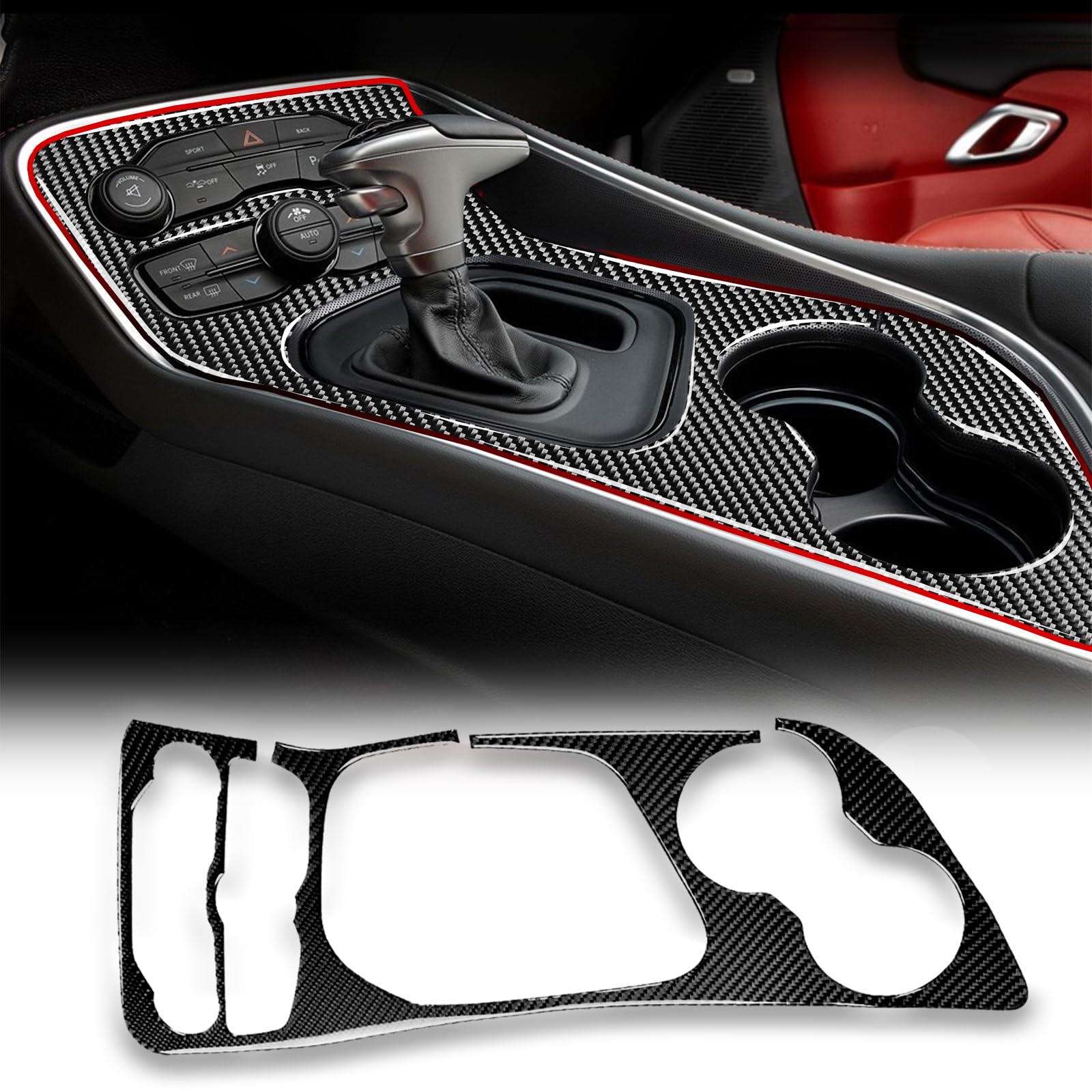 Fancemot Carbon Fiber Gear Shift Panel Trim Compatible with Dodge ...
