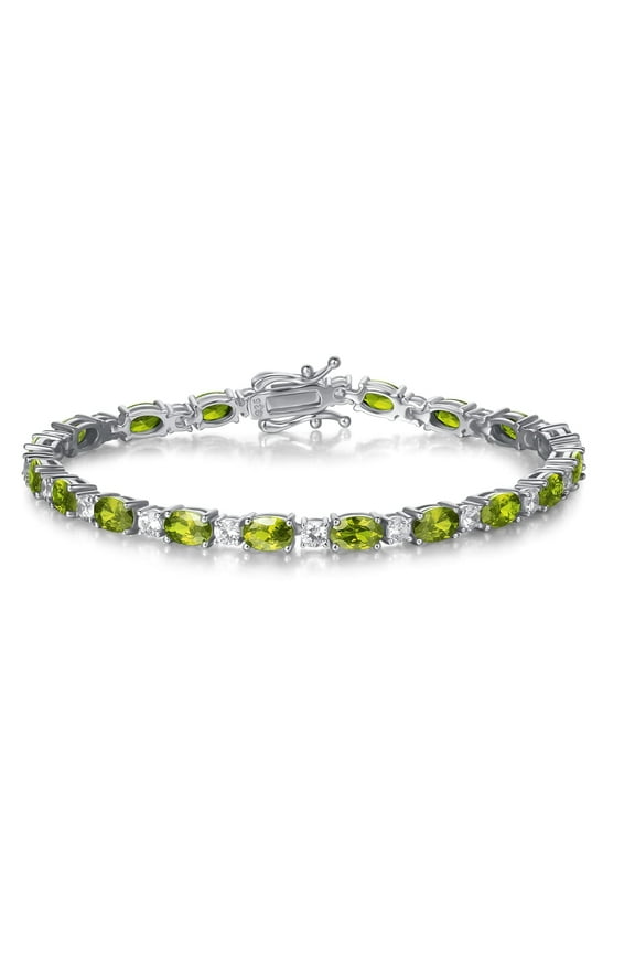 Fanci Me August Birthstone Bracelet for Women Sterling Silver Created Peridot Tennis Bracelet August Birthstone Bracelets Charm Fine Jewelry for Women Mom 7 inches
