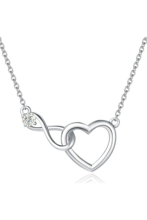Fanci Me Infinity Heart Necklace 925 Sterling Silver Cubic Zirconia CZ Simulated Diamond Infinity Love Pendant Necklaces Fine Jewelry Anniversary Birthday Gifts for Women Mom Her