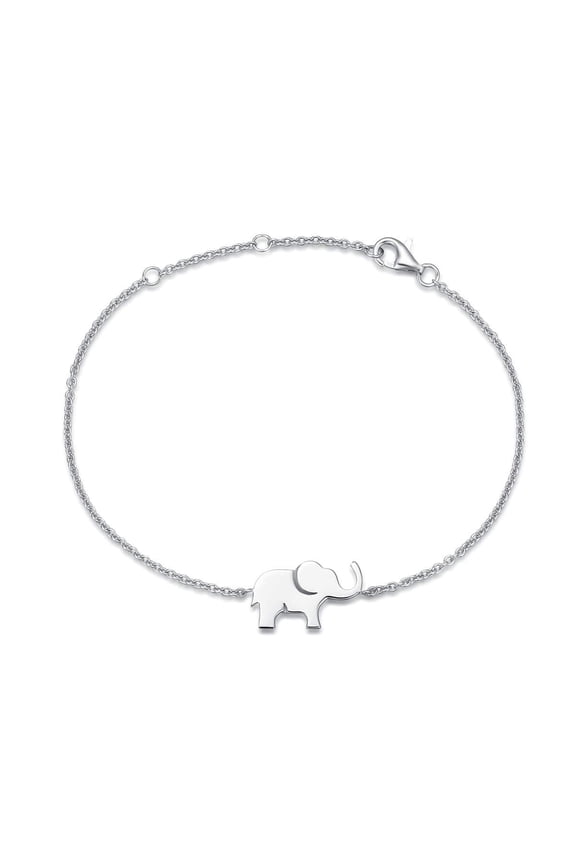 Fanci Me Lucky Elephant Bracelet 925 Sterling Silver White Gold Plated Mini Small Elephant Charm Family Link Bracelet Jewelry Birthday Gifts For Women, 15+3 cm