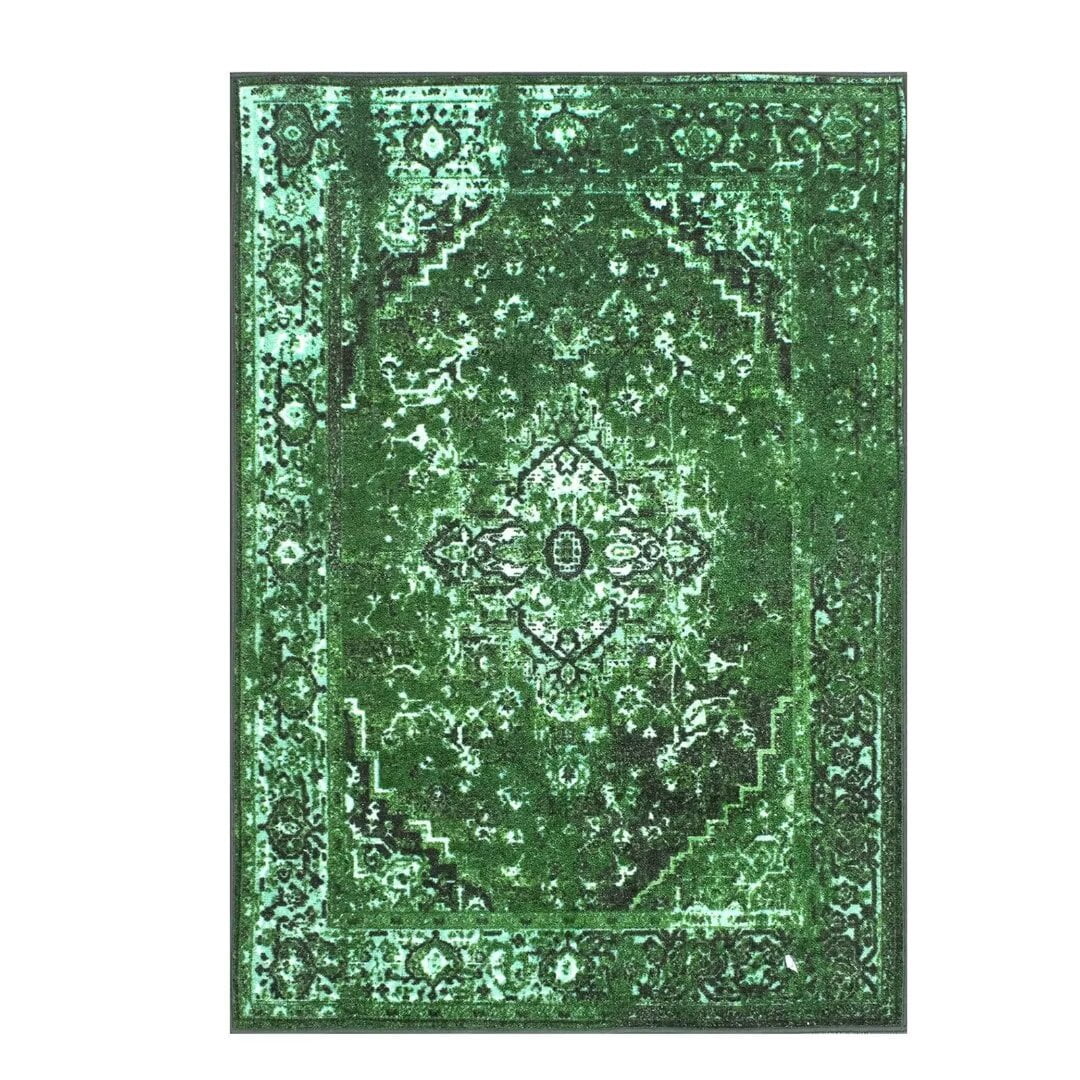 Loomed Vintage Green Synthetic 3'x5' Tufted Area Rug