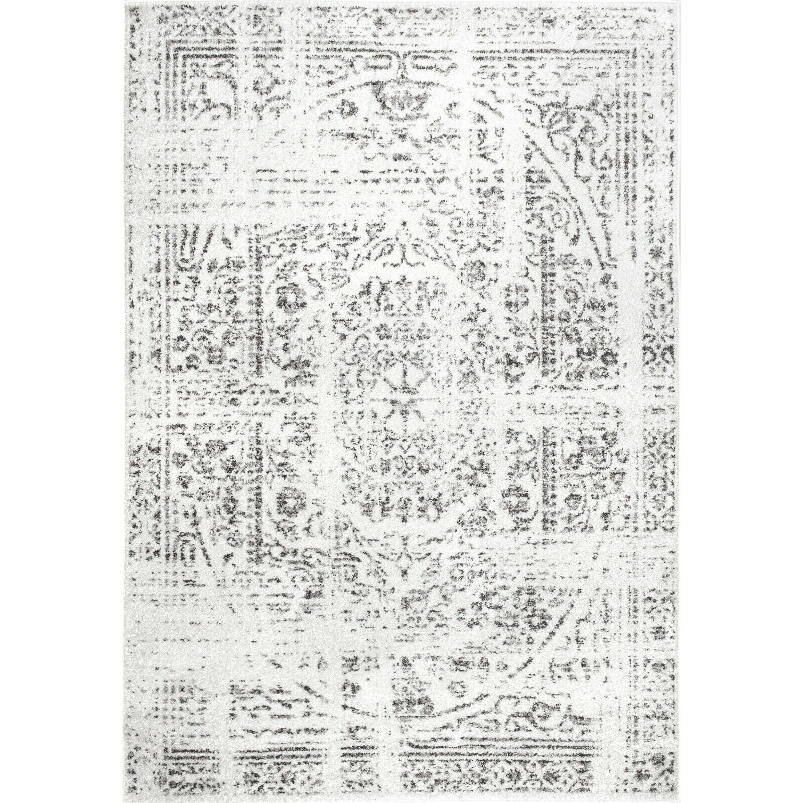 Reversible Rectangular Gray Synthetic 4' x 6' Easy-Care Rug