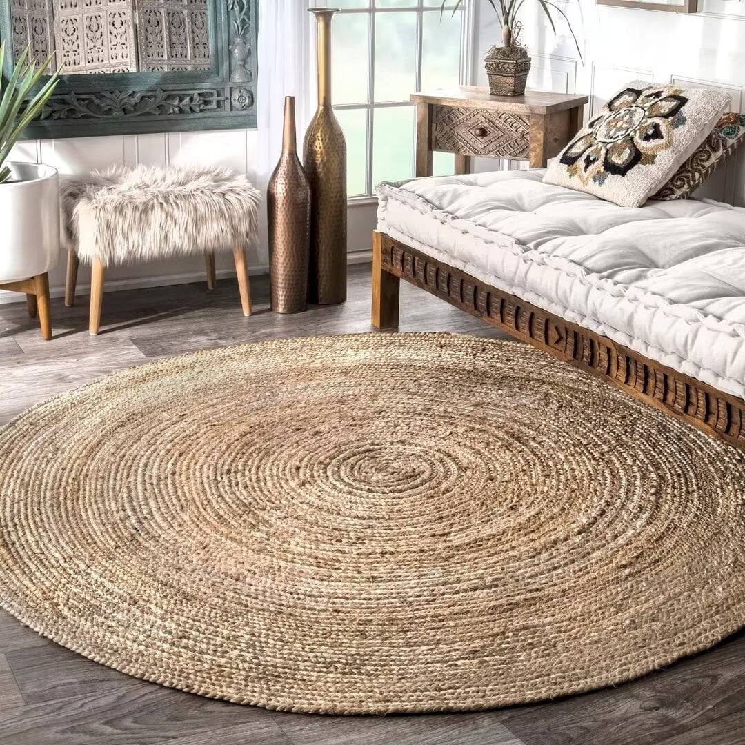 Eco-Friendly Artisan Braided Jute Round 3' Area Rug, Natural