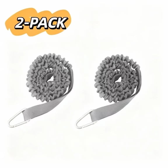 FanciHommie 2-Pack Elastic Kayak Paddle Leash with Carabiner - Stretchable Safety Lanyard for SUP Canoe Fishing Rod and Gear,Gray