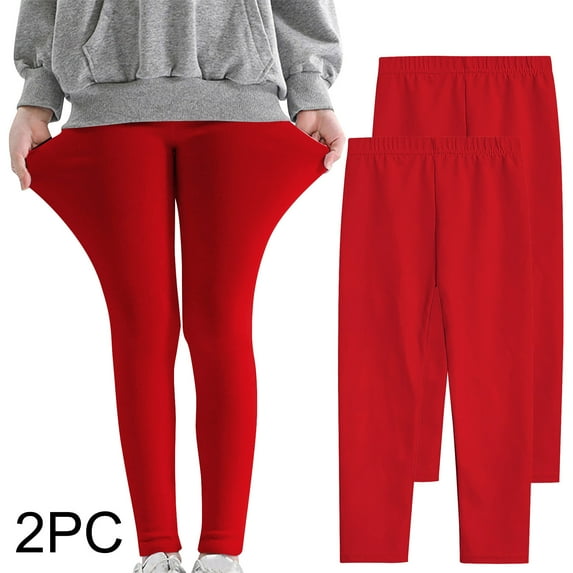 Fancifize 2 Pack Girls Cute Stretch Athletic Leggings Little/Big Kids High Waisted Thin Yoga Pants for Teen Multi Color Tights Pants