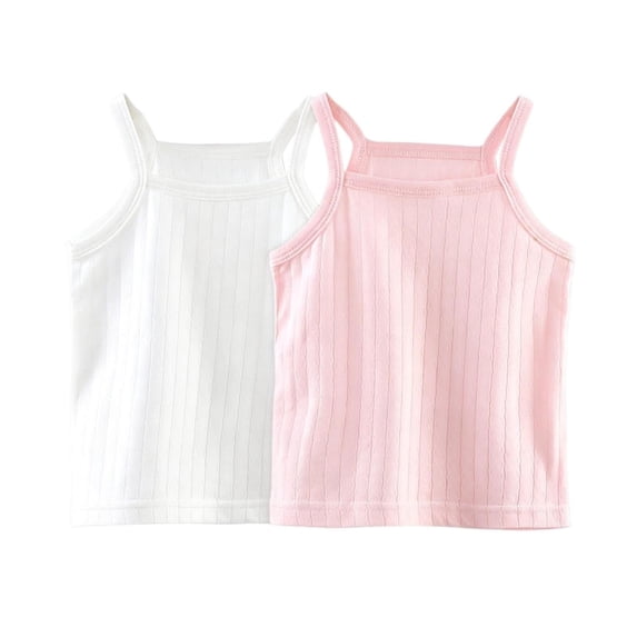 Fancifize 2 Pack Girls Ribbed Knit Tank Tops Cotton Scoop Neck Sleeveless Cami Undershirts for Kids