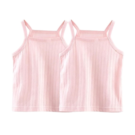Fancifize 2 Pack Girls Ribbed Knit Tank Tops Cotton Scoop Neck Sleeveless Cami Undershirts for Kids