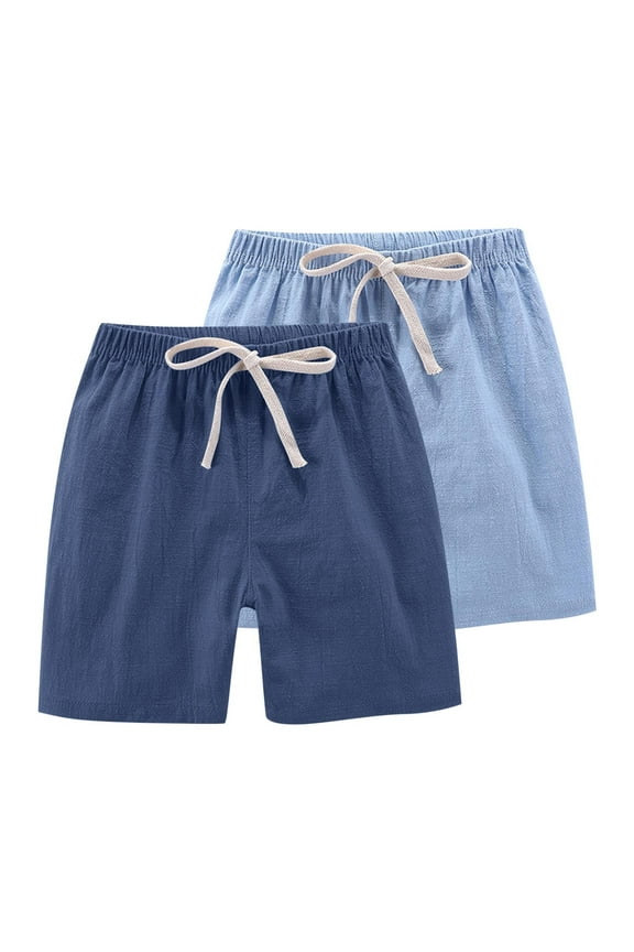 2-Pack Kids' Relaxed Fit Shorts (2T-10) - Cotton Lined Blend Shorts with Adjustable Waist Daycare Approved