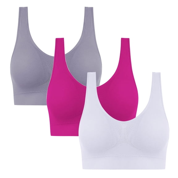 Fancifize 3 Pack Bras for Women Seamless Wireless Bra Full Coverage No Underwire Bralettes Push Up Comfort Soft T-Shirt Bra