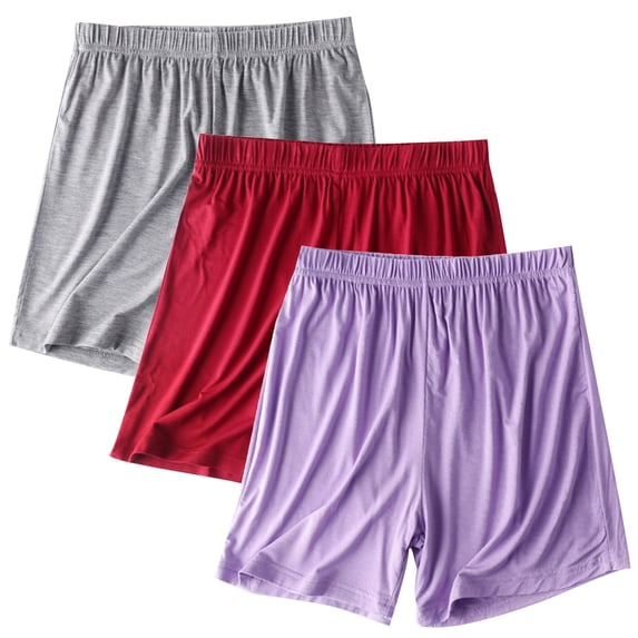Fancifize 3 Pack Plus Size Pajama Shorts Womens Lounge Short Sleep Shorts Soft Pajama Bottoms Modal Casual Sleepwear Lightweight Cozy Shorts for Women