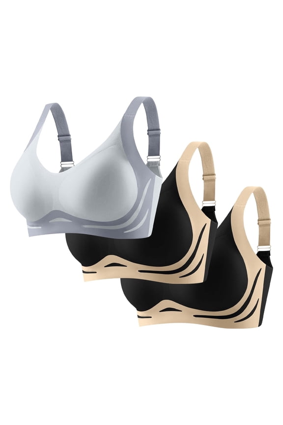 3 Pack Sports Bras for Women No Underwire Wireless Comfortable Bra Push Up Full Coverage Soft Everyday Bra Workout Underwear