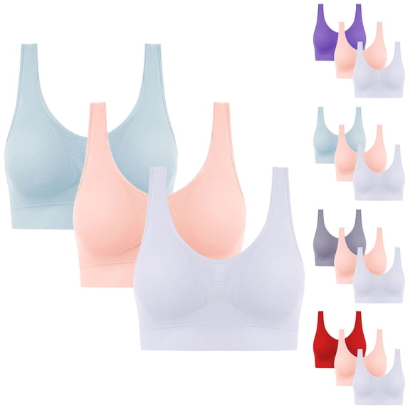 Fancifize 3 Pack Wireless Bras for Women No Underwire Seamless Bras Full Coverage Supportive Comfortable Bralettes for Everyday Wear