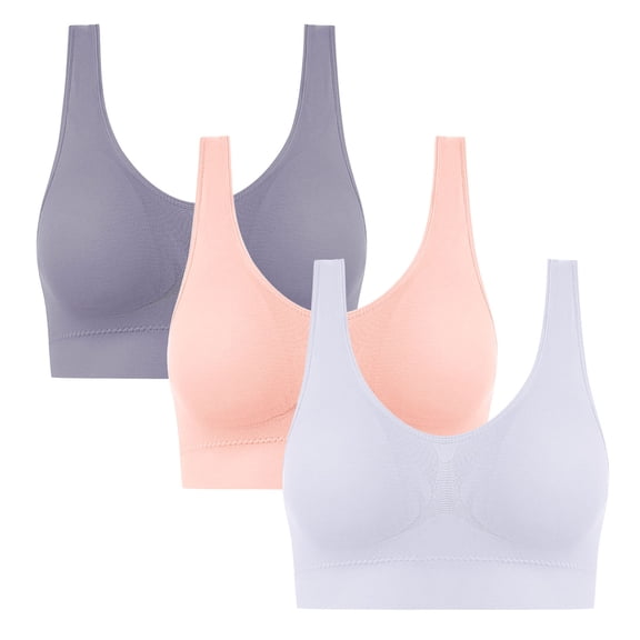 Fancifize 3 Pack Wireless Bras for Women No Underwire Seamless Bras Full Coverage Supportive Comfortable Bralettes for Everyday Wear